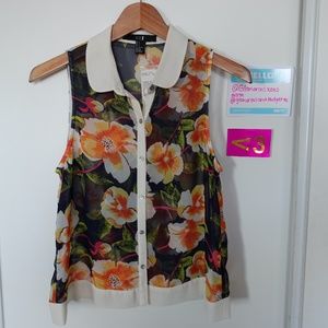 A Retro Floral Patterned Top